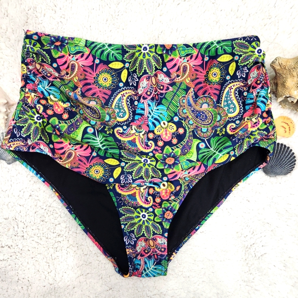 NWT Highwaisted Colorful Bikini Bottom